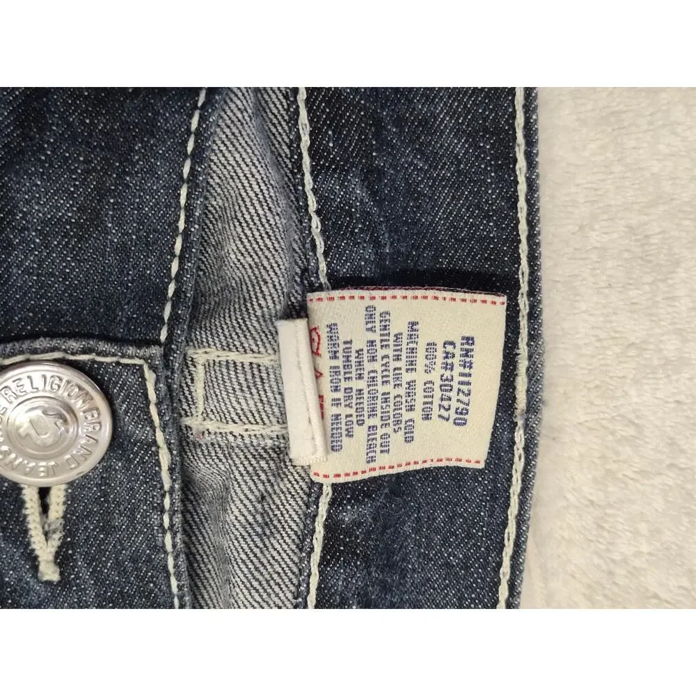 True Religion Dark Wash Billy Seat 34 Horseshoe Flap Pockets Stylish Fit 38x29